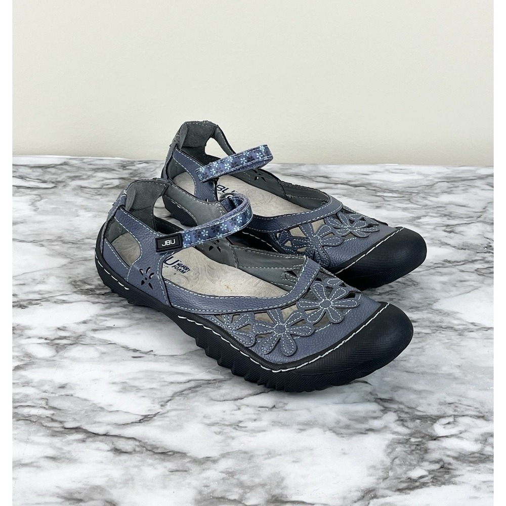 Womens Jambu JBU Wildflower Sz 10 Strap Shoes Sandals Flat Blue Comfort